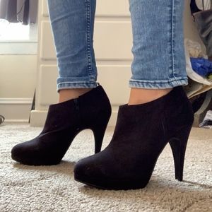 Black Suede High Heel Ankle Booties